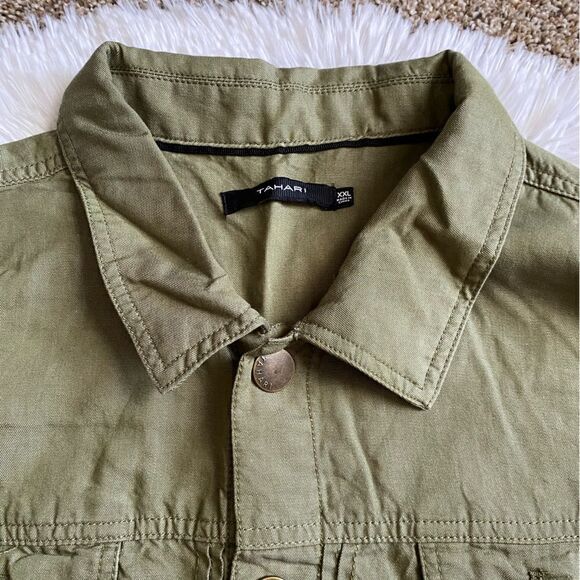 Tahari Olive Green Jacket New Snap Down Front Lyocell Womens Size XXL - Picture 4 of 8